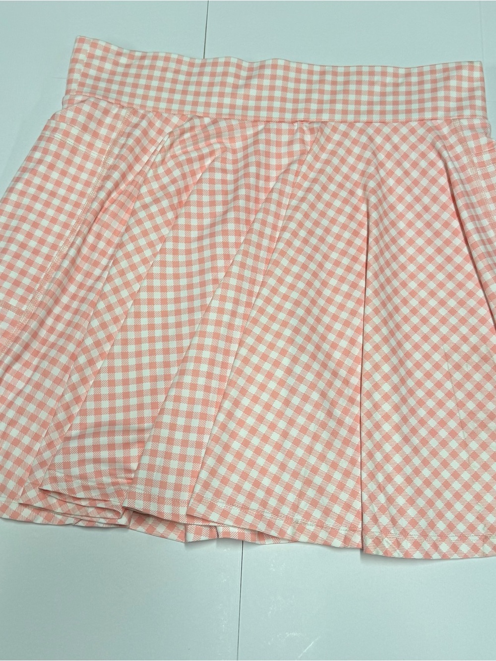 Midspring Pink Gingham Pleated Women's Skirt